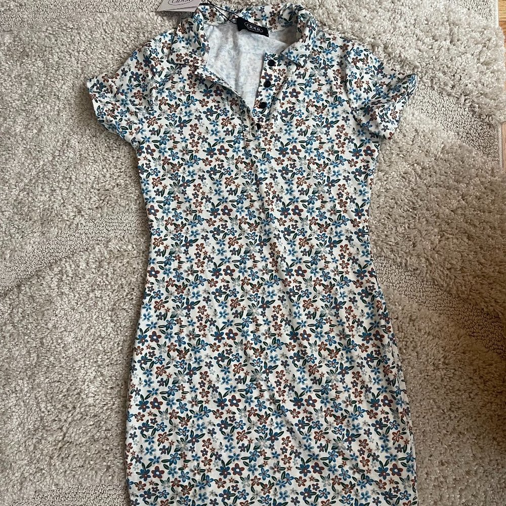 CIDER dress (beige/floral print- sz: s)